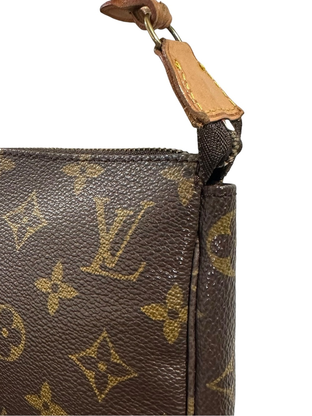 Louis Vuitton Brown Monogram Canvas Pochette with Tan Strap - Picture 15 of 15